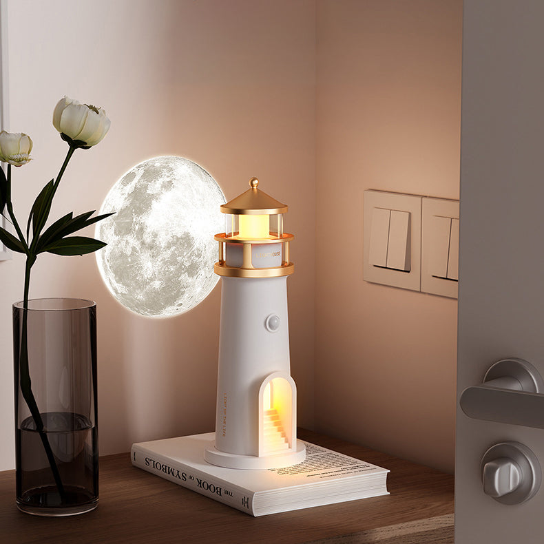 Bluetooth Speaker Lamp Moon Projection Night Light Lighthouse LED Decor