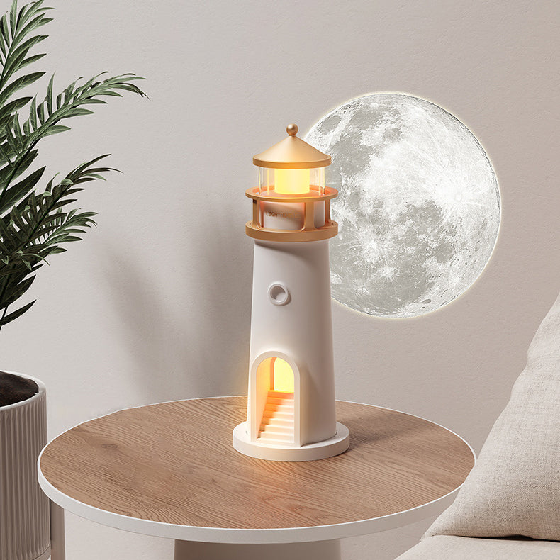 Bluetooth Speaker Lamp Moon Projection Night Light Lighthouse LED Decor