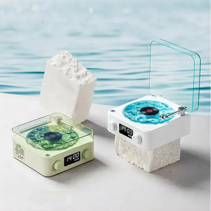 Bluetooth Vinyl Speaker with Rotating Turntable RGB Light Portable Music Player