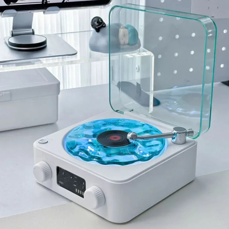 Bluetooth Vinyl Speaker with Rotating Turntable RGB Light Portable Music Player