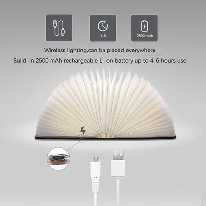 Book Shaped LED Night Light USB Rechargeable Touch Dimmable Decorative