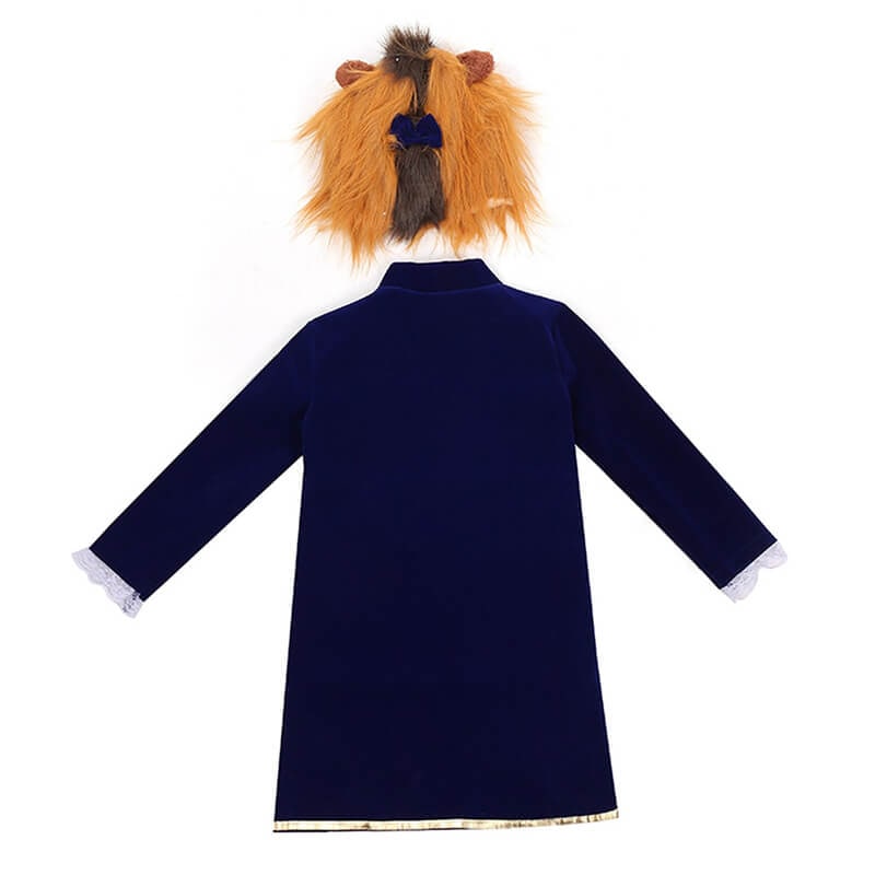 Set da costume di Halloween da bestia per bambini, con giacca lunga, ascot e copricapo con corna