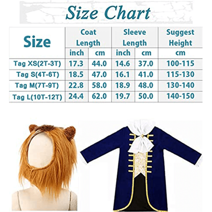Set da costume di Halloween da bestia per bambini, con giacca lunga, ascot e copricapo con corna