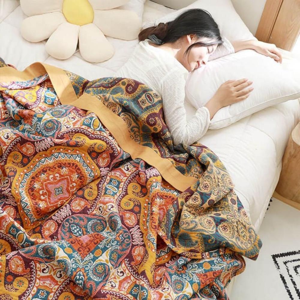 Breathable Reversible Blanket with Cooling Feel for All Season Use