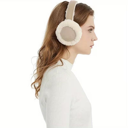 Brown Fluffy Ear Muffs Winter Ear Warmers Soft Lined Foldable Fit