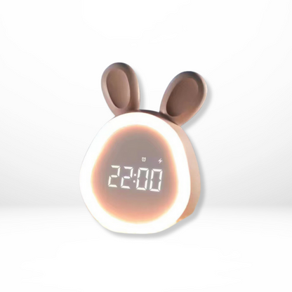 Bunny LED Alarm Clock Night Light Quiet Childrens Bedside Wake Up