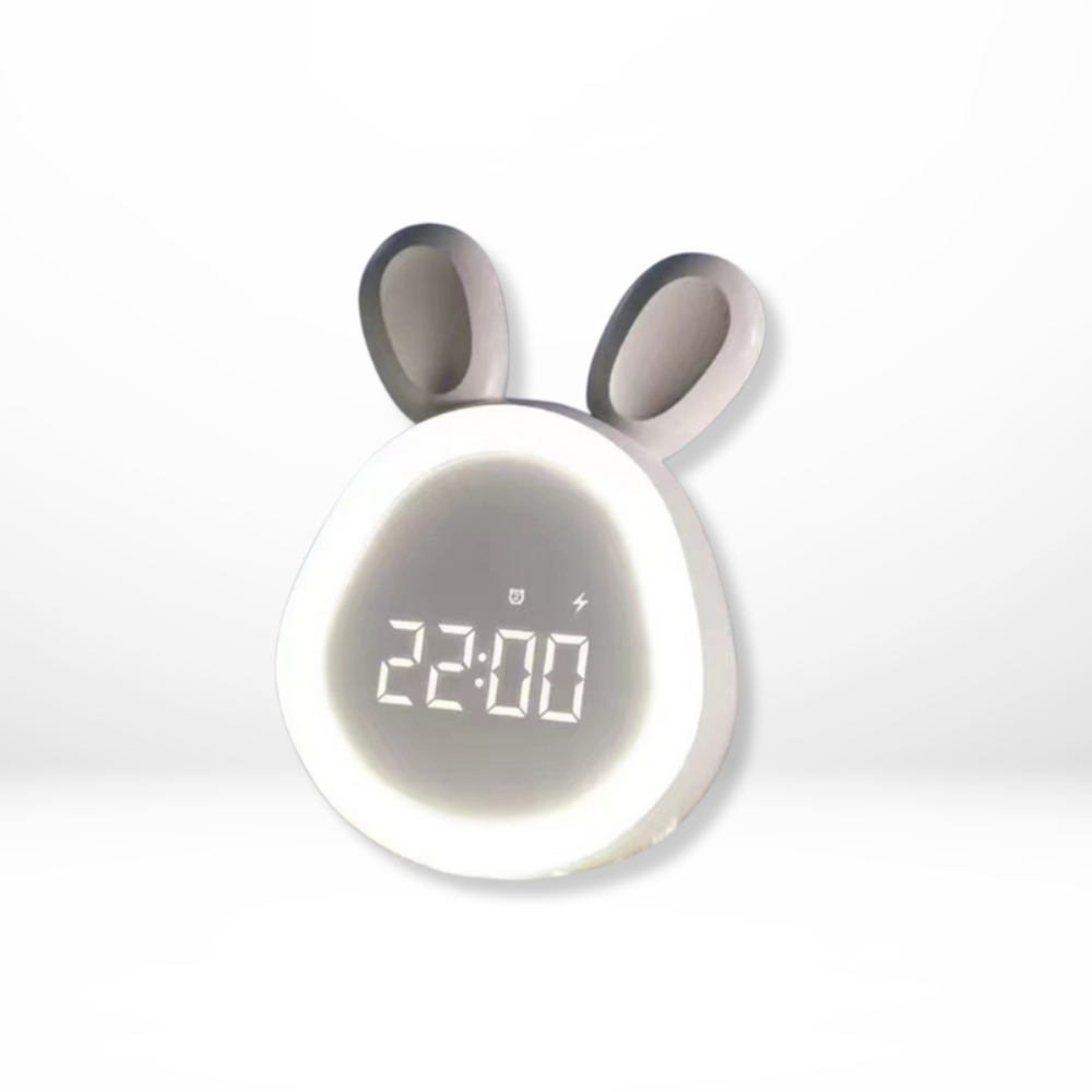 Bunny LED Alarm Clock Night Light Quiet Childrens Bedside Wake Up