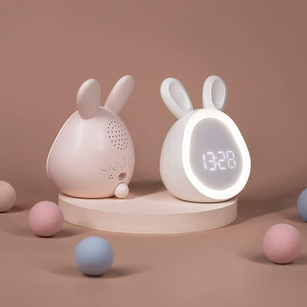 Bunny LED Alarm Clock Night Light Quiet Childrens Bedside Wake Up