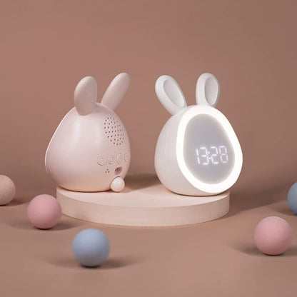 Bunny LED Alarm Clock Night Light Quiet Childrens Bedside Wake Up