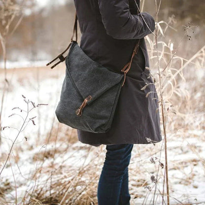 Canvas Shoulder Bag Leather Straps Vintage Casual Crossbody Messenger