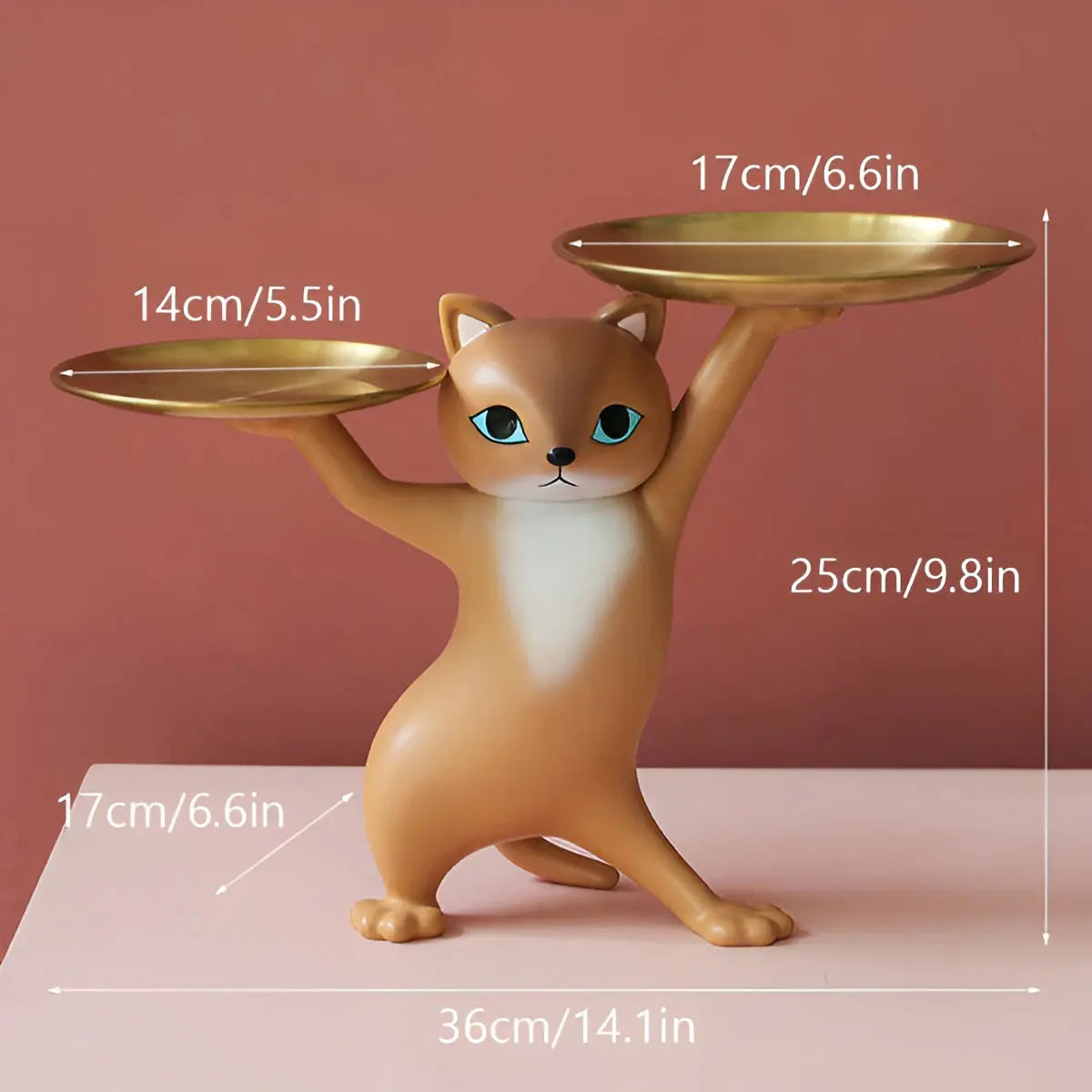 Cat Key Holder Tray Decorative Cat Statue Hook Jewelry Organizer Entryway Table Decor