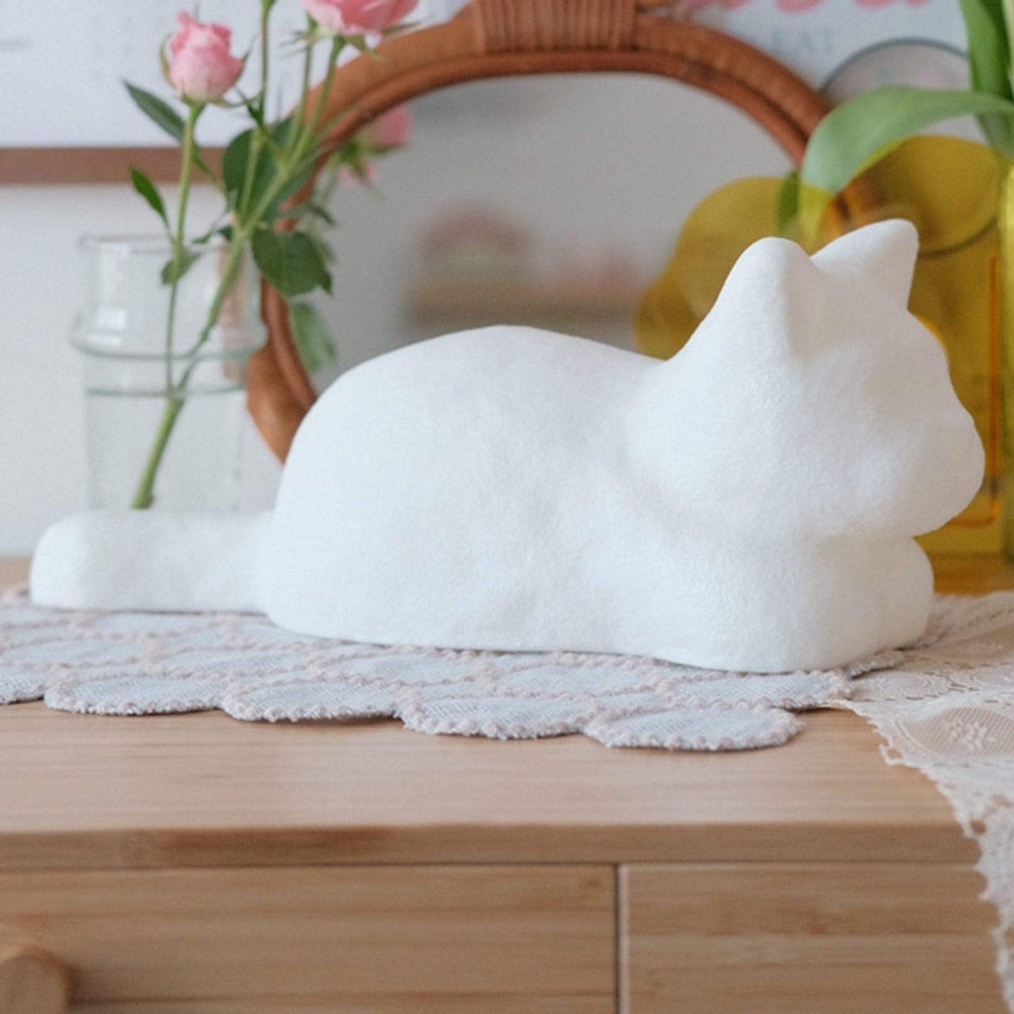 Cat Night Light Dreamy Wireless Touch Lamp Silicone Bedroom Decor Cute