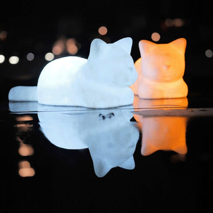 Cat Night Light Dreamy Wireless Touch Lamp Silicone Bedroom Decor Cute
