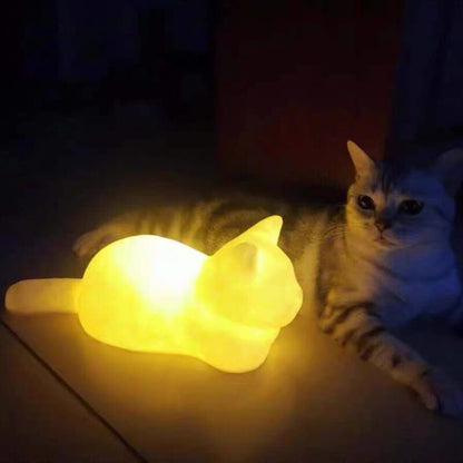Cat Night Light Dreamy Wireless Touch Lamp Silicone Bedroom Decor Cute
