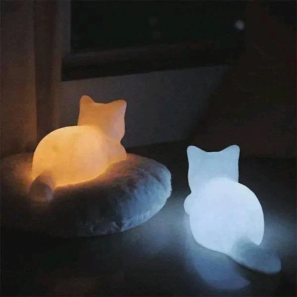 Cat Night Light Dreamy Wireless Touch Lamp Silicone Bedroom Decor Cute
