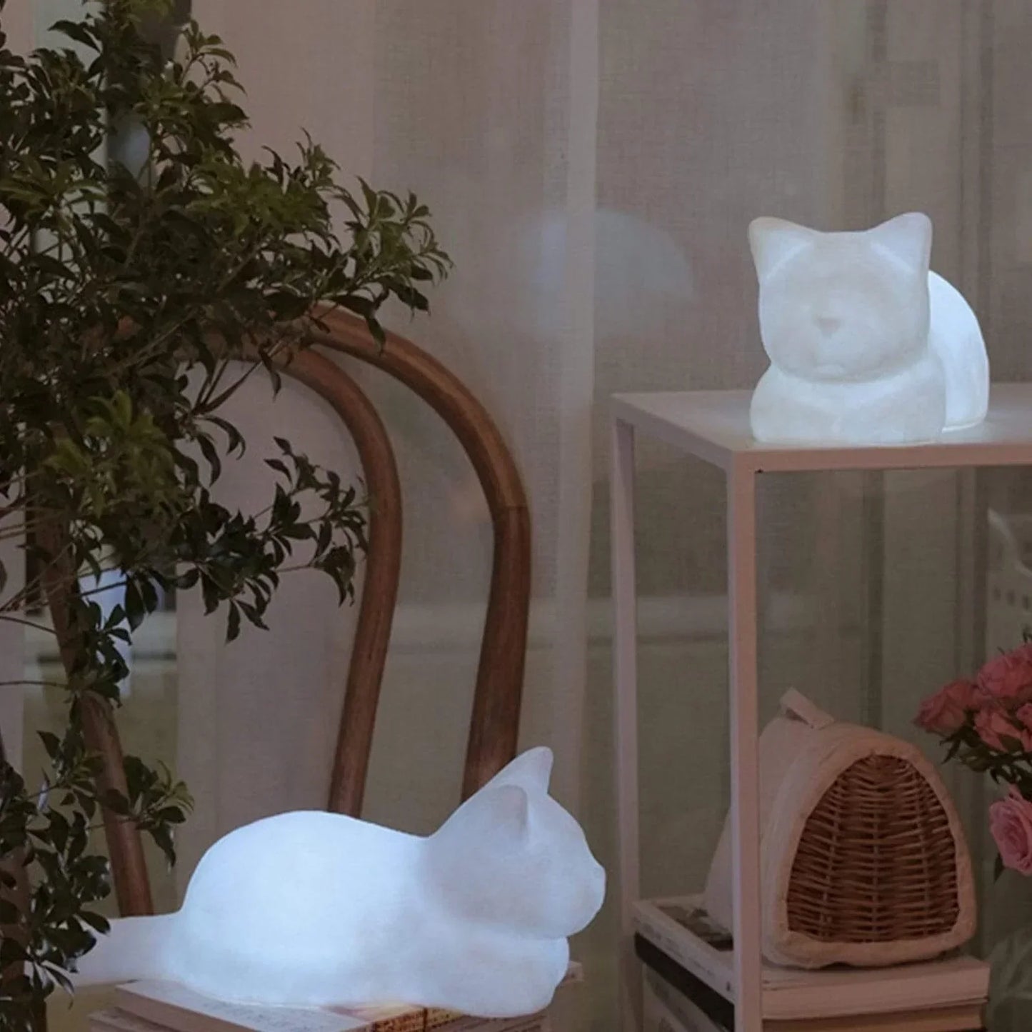 Cat Night Light Dreamy Wireless Touch Lamp Silicone Bedroom Decor Cute