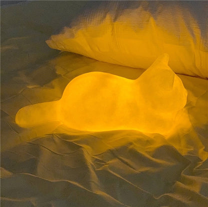 Cat Night Light Dreamy Wireless Touch Lamp Silicone Bedroom Decor Cute