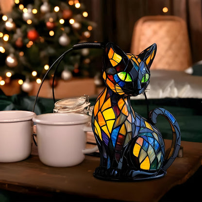 Cat Shape Glass Table Lamp Colour Changing Decorative Indoor Light