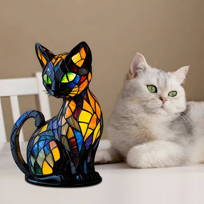 Cat Shape Glass Table Lamp Colour Changing Decorative Indoor Light