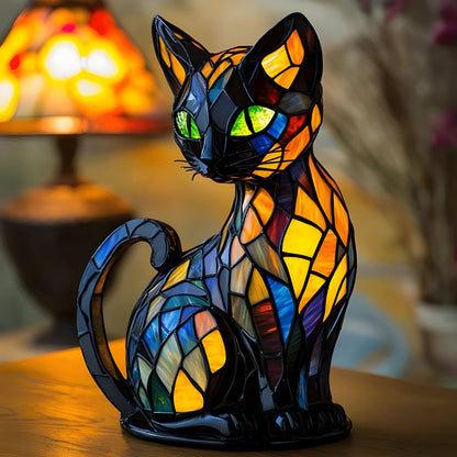 Cat Shape Glass Table Lamp Colour Changing Decorative Indoor Light
