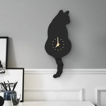Cat Tail Wagging Wall Clock Cartoon Animal Decorative Swing Tail Pendulum Clock