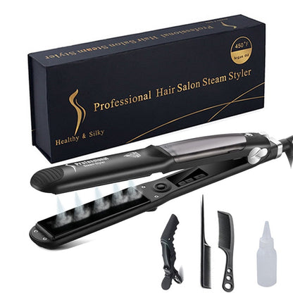 Ceramic Hair Steam Straightener – Professional Steam Flat Iron with Adjustable Heat