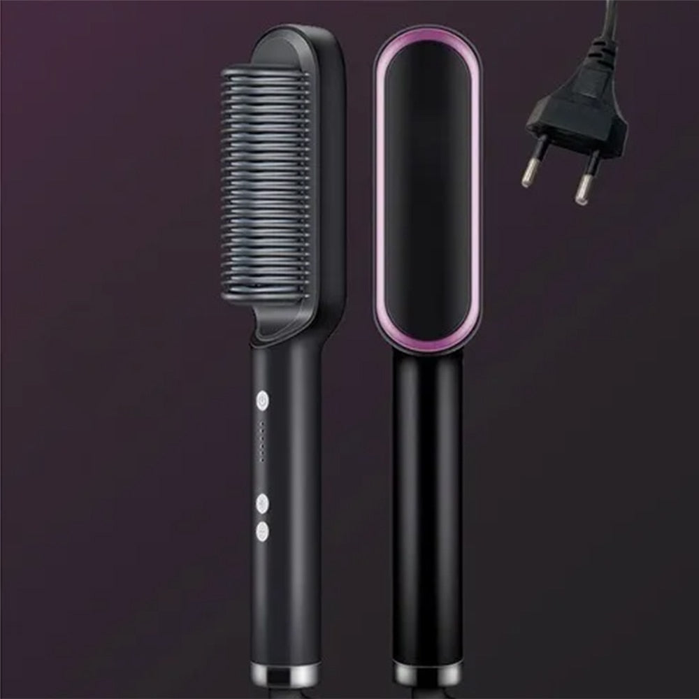 Ceramic Hair Straightening Brush Electric Heated Brush for Smooth Frizz Free Hair