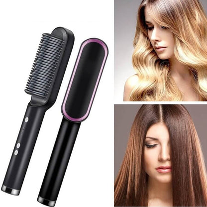 Ceramic Hair Straightening Brush Electric Heated Brush for Smooth Frizz Free Hair