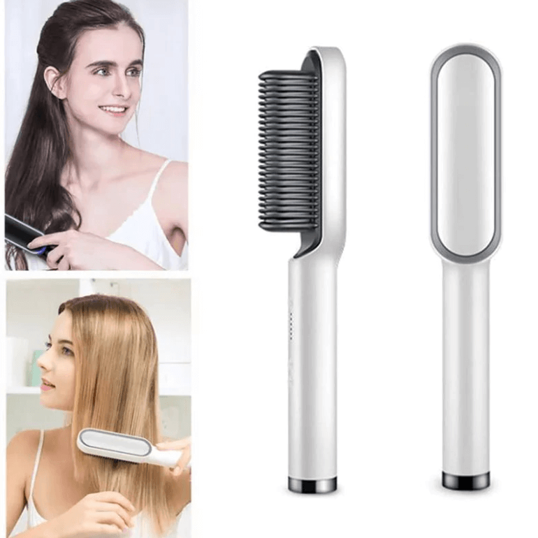 Ceramic Hair Straightening Brush Electric Heated Brush for Smooth Frizz Free Hair