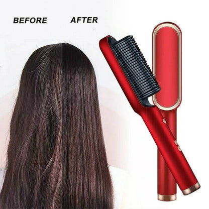 Ceramic Hair Straightening Brush Electric Heated Brush for Smooth Frizz Free Hair