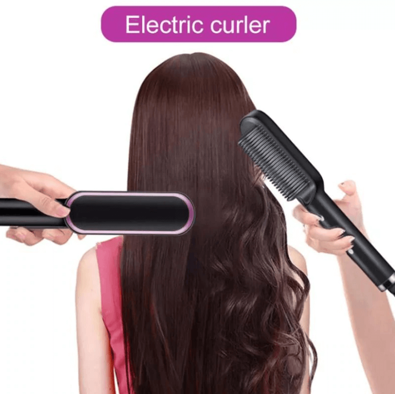Ceramic Hair Straightening Brush Electric Heated Brush for Smooth Frizz Free Hair