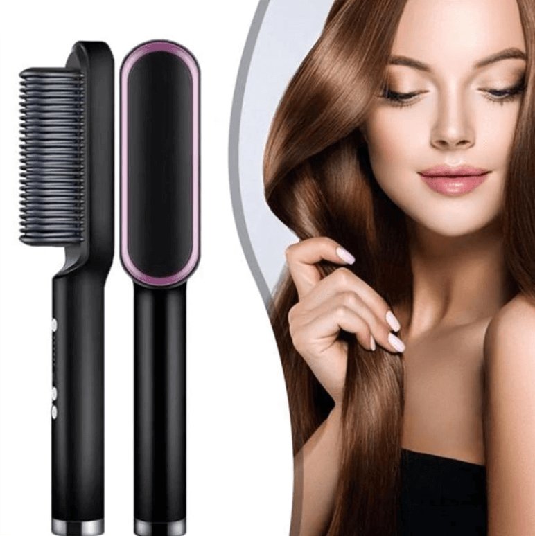 Ceramic Hair Straightening Brush Electric Heated Brush for Smooth Frizz Free Hair