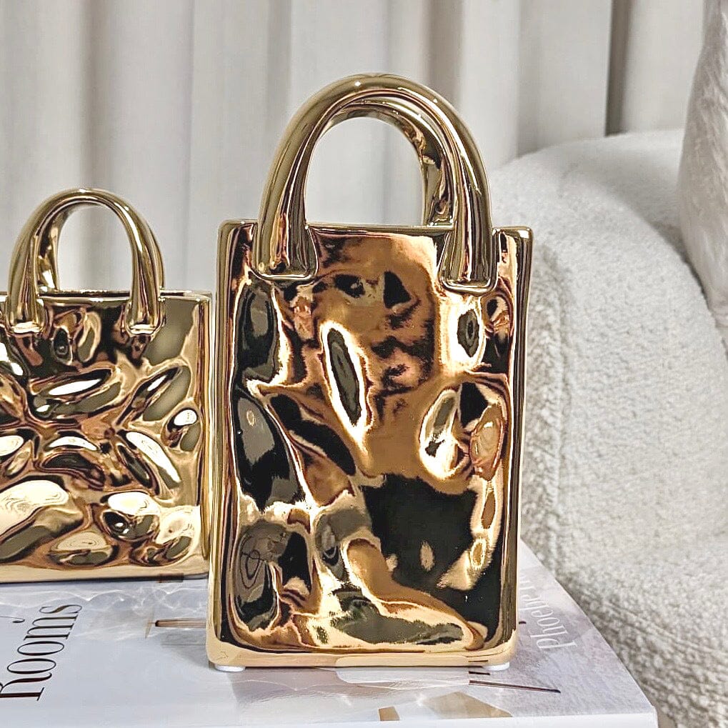 ChicPouch Creative Gold Handbag Vase Decorative Accent