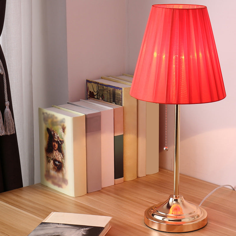 Classic Table Lamp with Empire Shade – Pull Chain Bedside Lamp for Living Room & Reading
