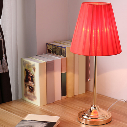Classic Table Lamp with Empire Shade – Pull Chain Bedside Lamp for Living Room & Reading