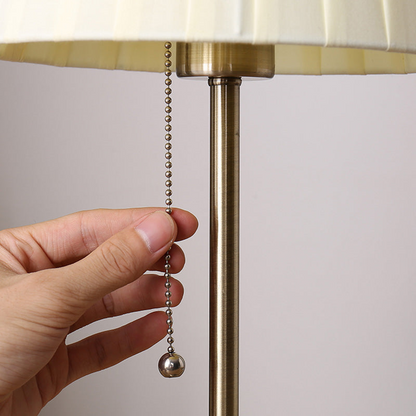 Classic Table Lamp with Empire Shade – Pull Chain Bedside Lamp for Living Room & Reading