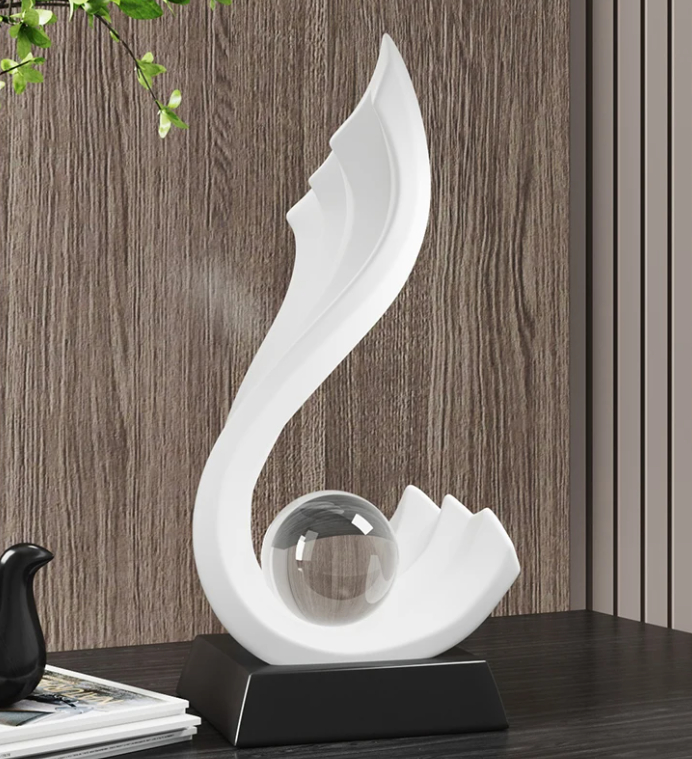 Clear Sphere Sculpture Modern Decorative Base Display Accent
