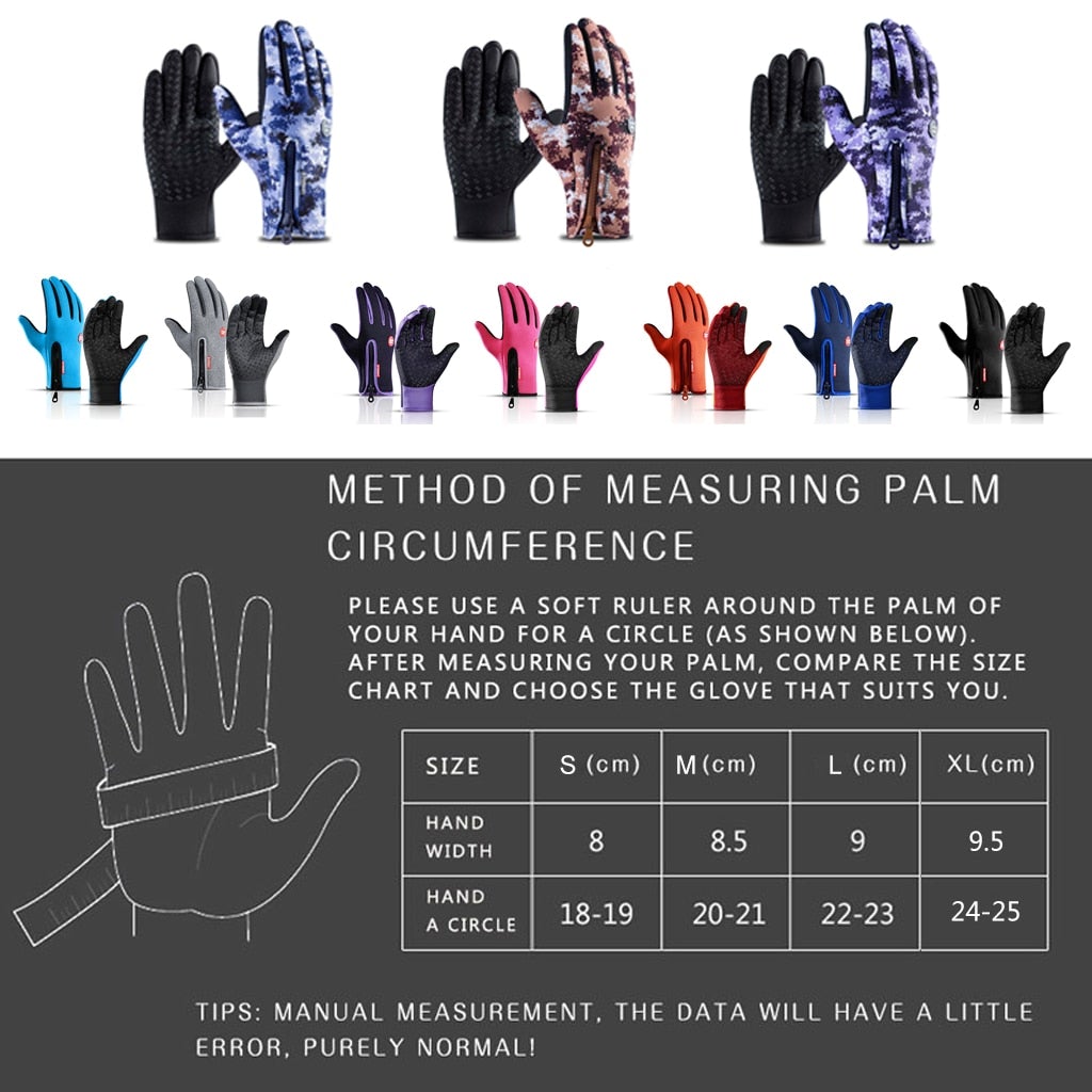 Cold Weather Thermal Gloves with Touchscreen Fingers and Anti Slip Grip