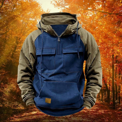 Color Block Quarter Zip Performance Hoodie for Outdoor Wear