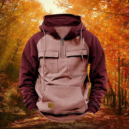 Color Block Quarter Zip Performance Hoodie for Outdoor Wear