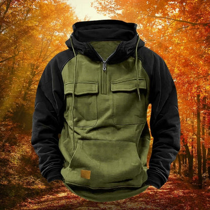 Color Block Quarter Zip Performance Hoodie for Outdoor Wear