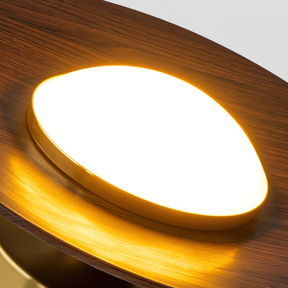 Kompakt LED-loftslampe til planmontering med moderne valnødde- og gulddesign