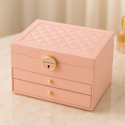 Portagioielli compatto a più livelli con cassetti e organizer per accessori