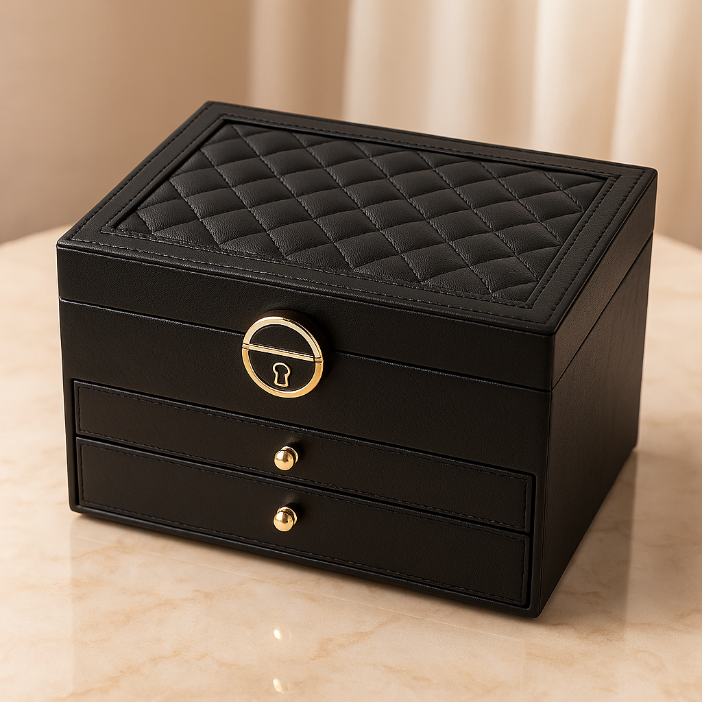Portagioielli compatto a più livelli con cassetti e organizer per accessori