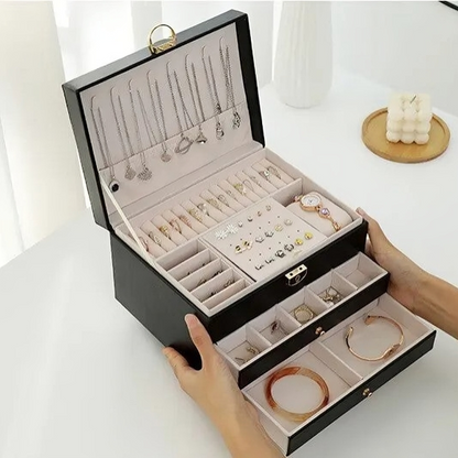 Portagioielli compatto a più livelli con cassetti e organizer per accessori