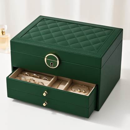 Portagioielli compatto a più livelli con cassetti e organizer per accessori