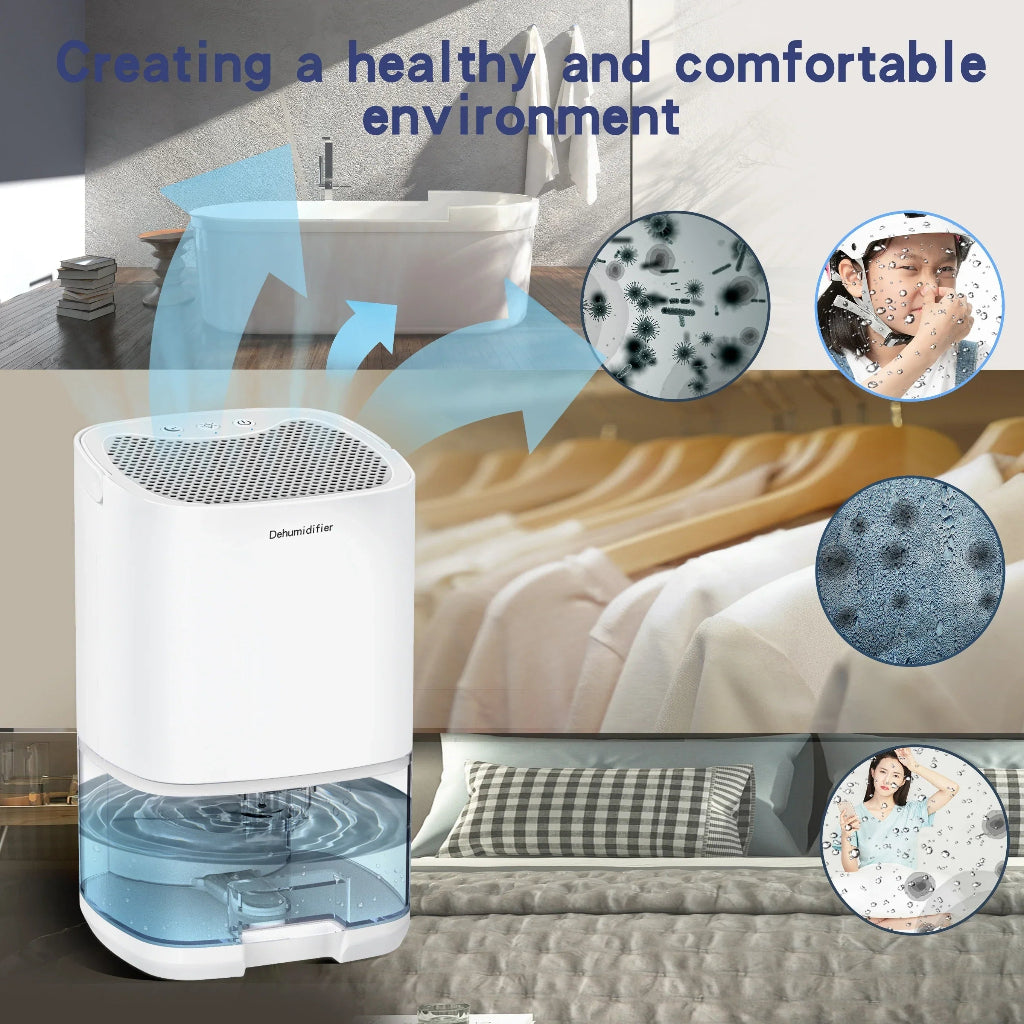 Compact Portable Dehumidifier with Air Filter and Night Light