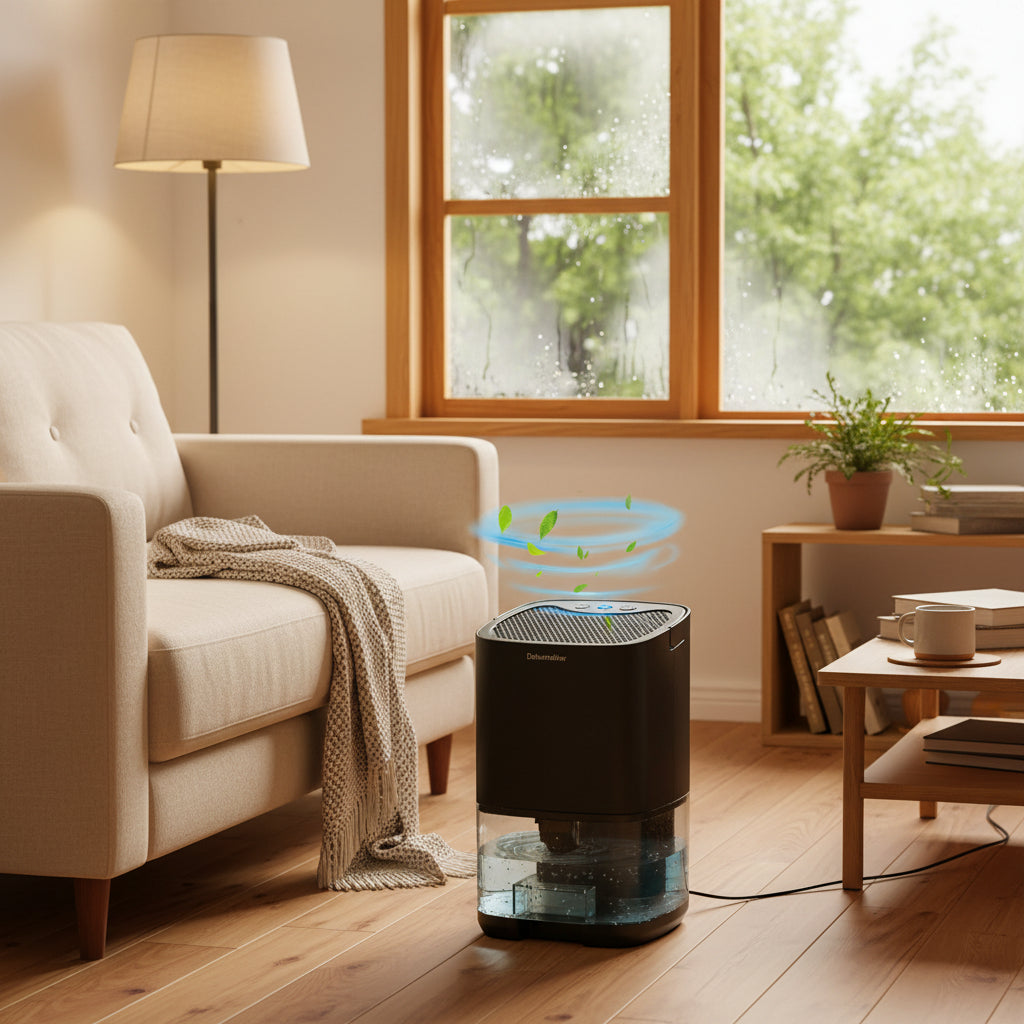 Compact Portable Dehumidifier with Air Filter and Night Light