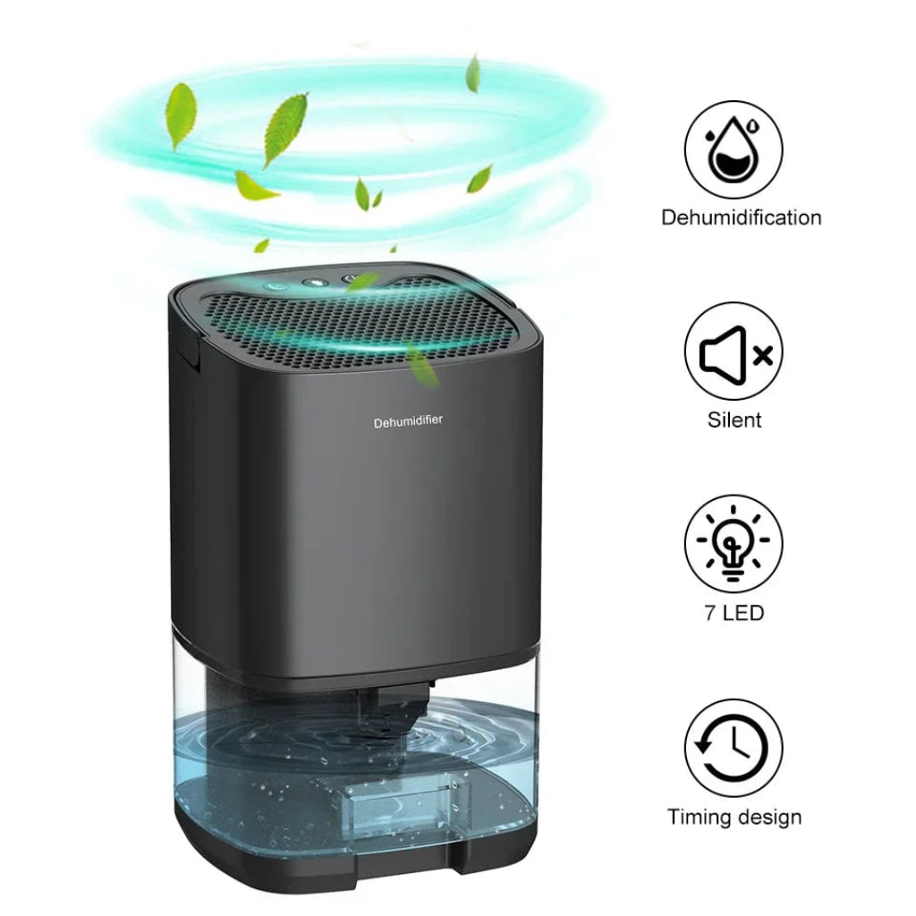 Compact Portable Dehumidifier with Air Filter and Night Light