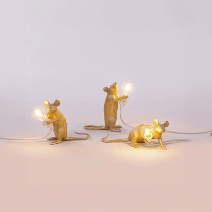 Lampada da tavolo contemporanea a forma di topo, luce decorativa LED creativa per la casa